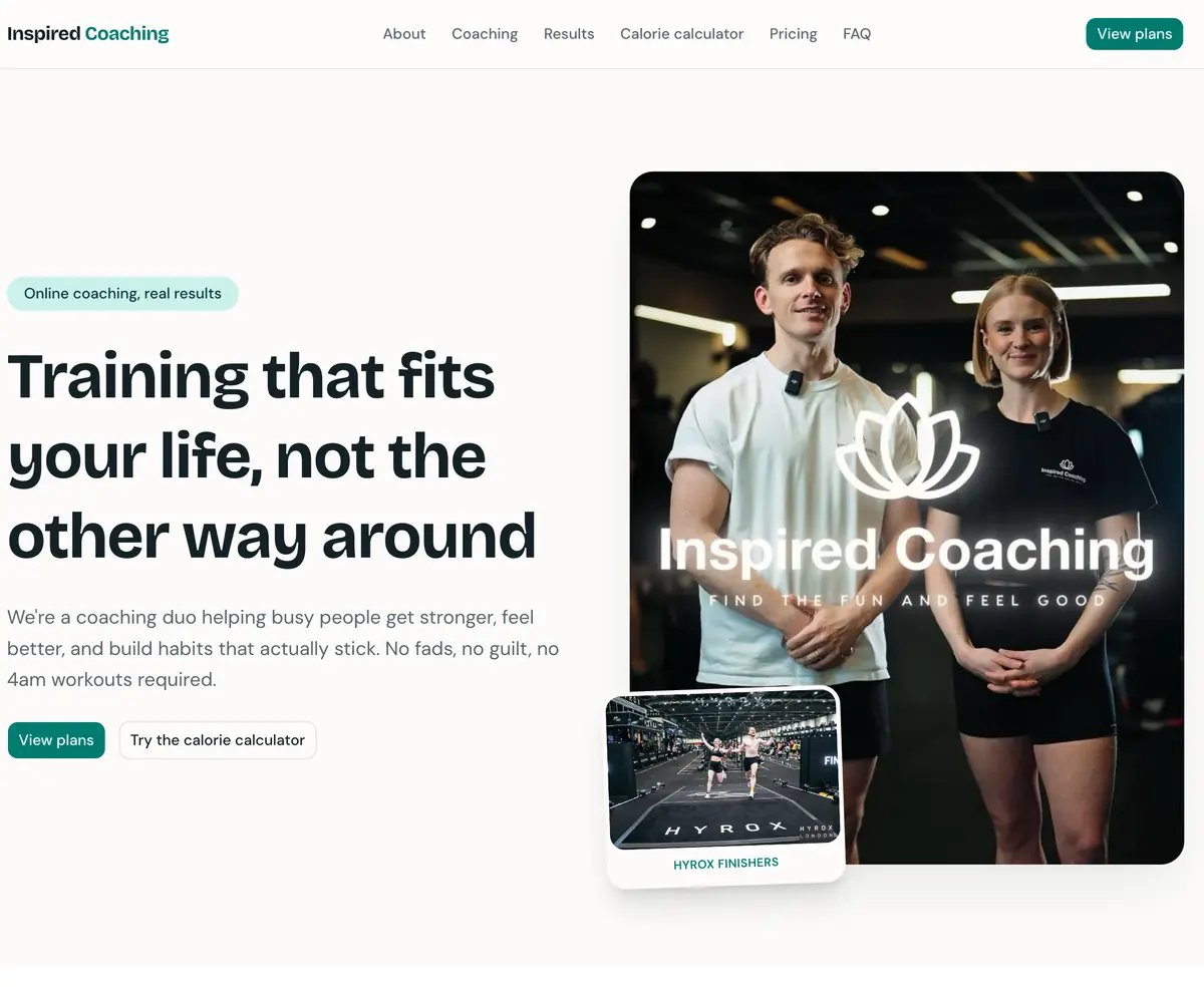 The Inspired Coaching website after the rebuild.
