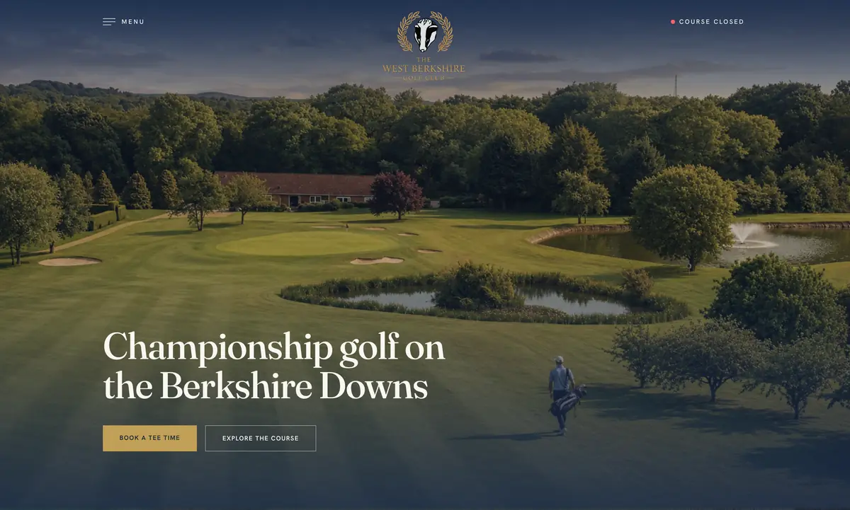 The West Berkshire Golf Club website after the rebuild.
